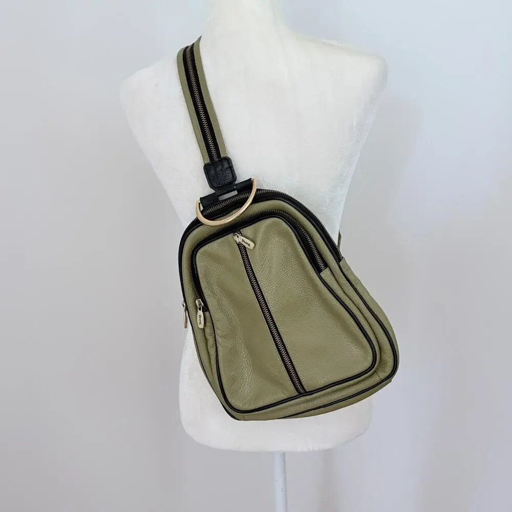 Valentina Women's Pebbled Leather Mini Backpack Green y2k